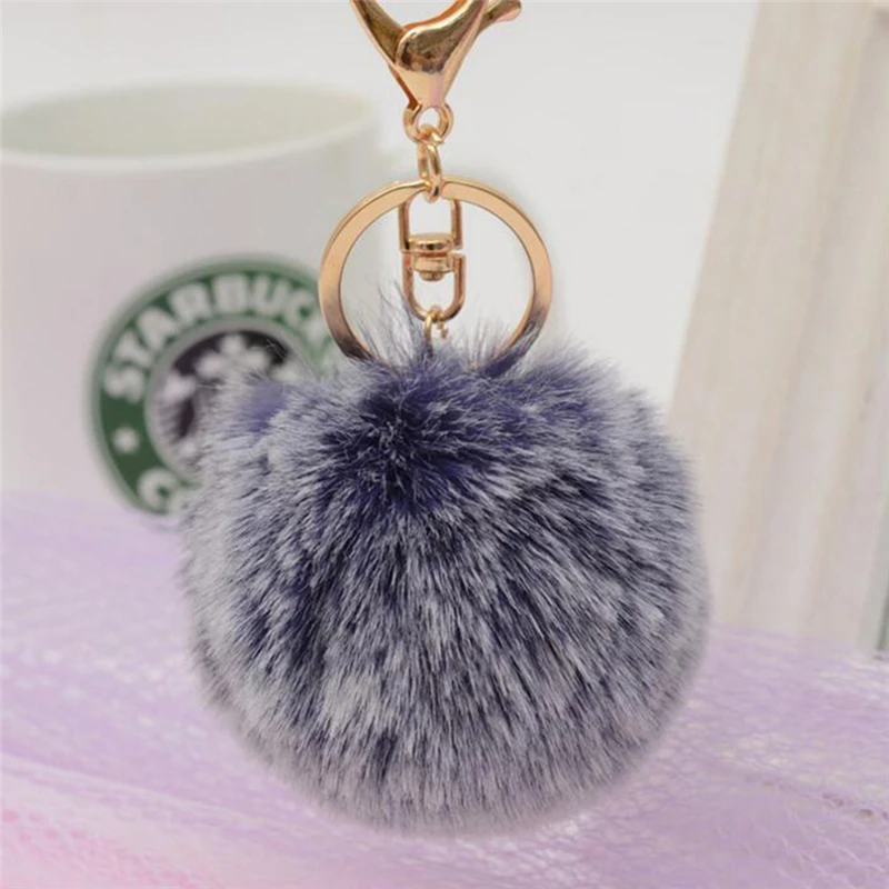 Белый наконечник меховой помпон шарик брелок для ключей 1 мяч 5 цветов женская