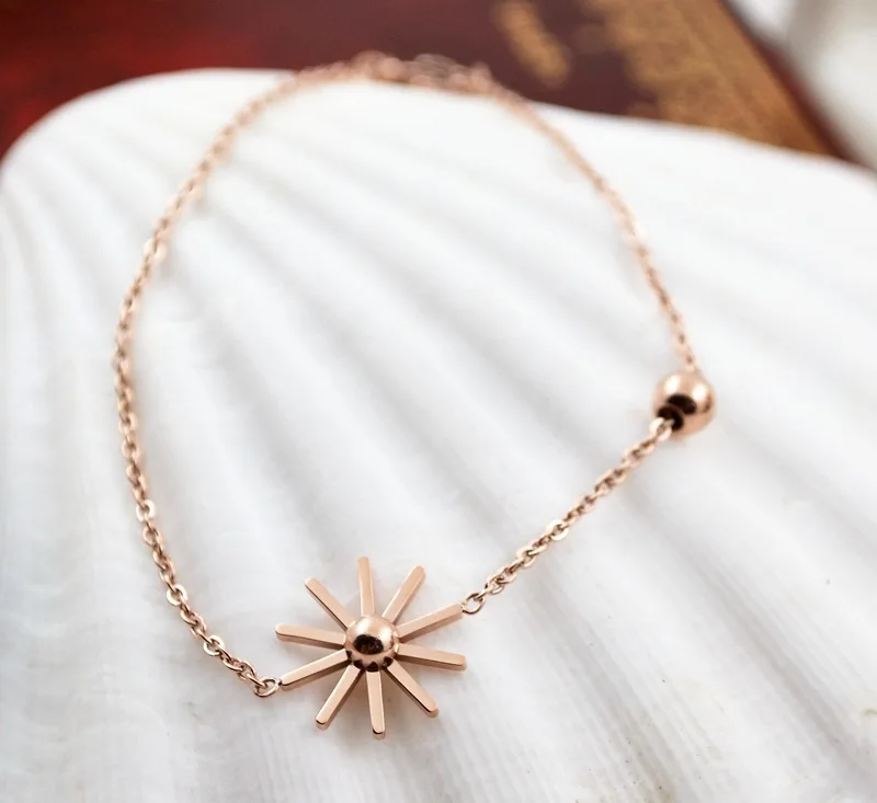 Розовое золото серебро Цвет 316L нержавеющая сталь маленькие ромашки браслет