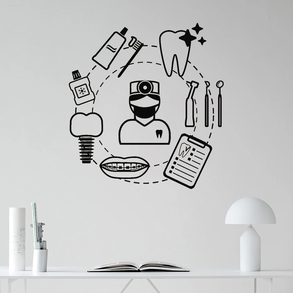 

Dental Care Wall Decal Vinyl Dentist Dental Сlinic Tooth Care Tools Wall Stickers Removable Dental Clinic Indoor Decoration Z668