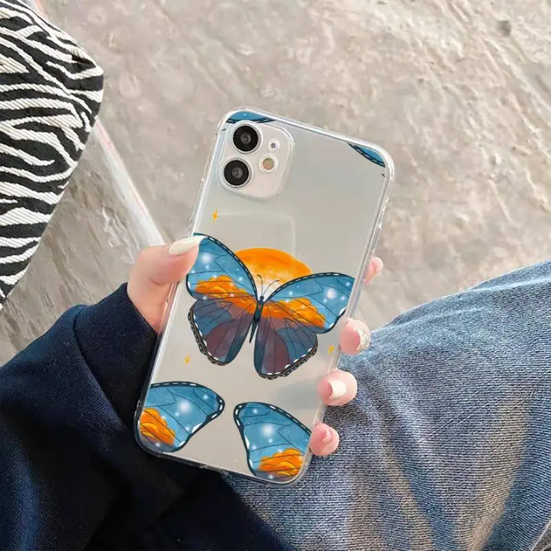 

Bling Glitter Butterfly Phone Cases Transparent Clear for iPhone 11 12 mini pro XS MAX 7 8 6 6S Plus X 5S SE 2020 XR