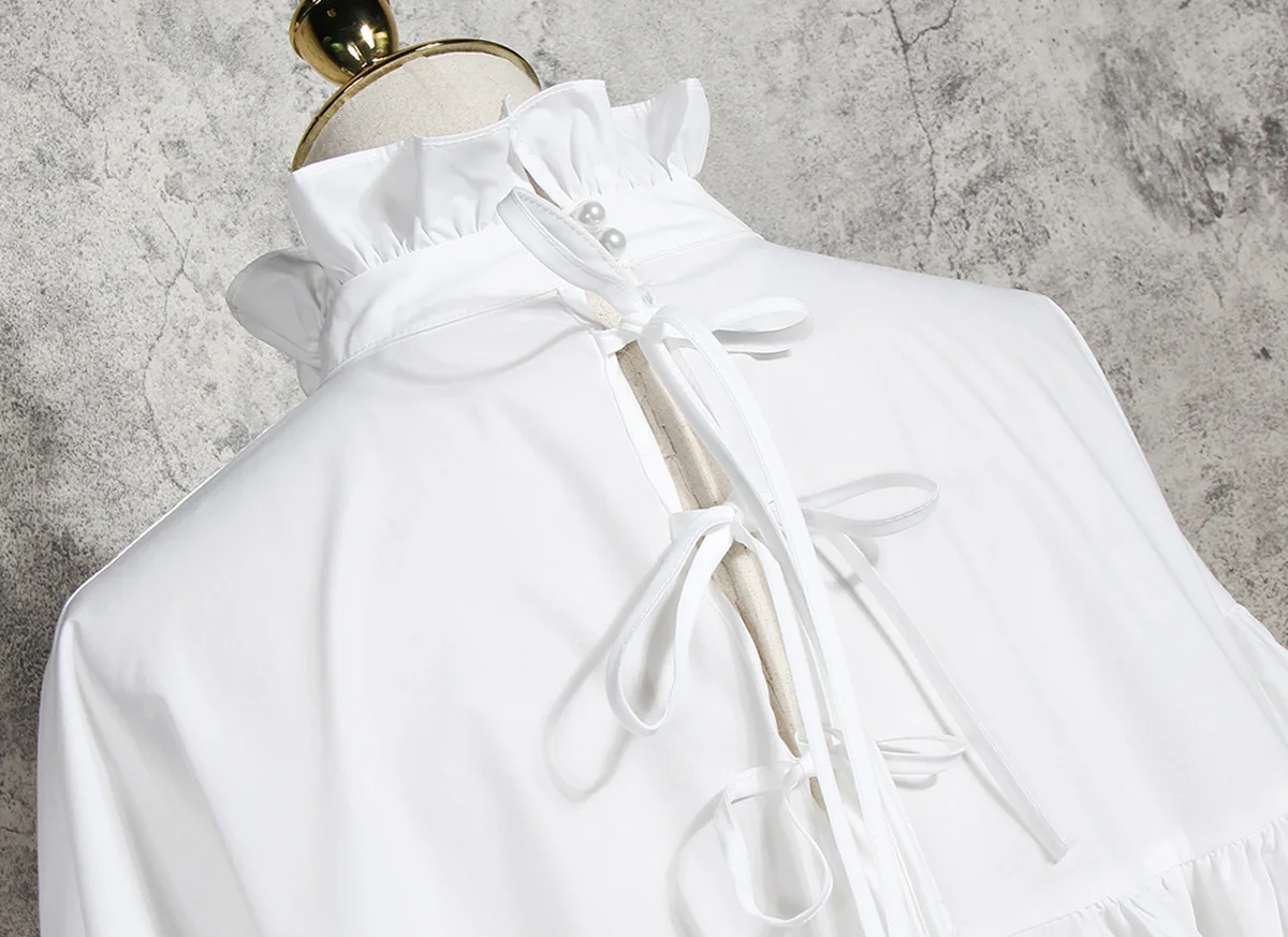 Кружевная белая женская рубашка новинка 20 Осеннее милое свободное корейское