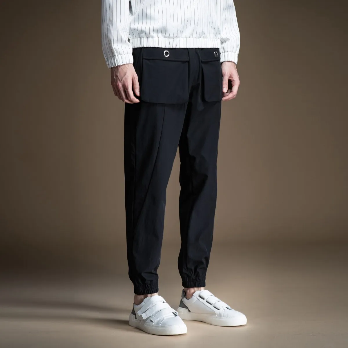 

Pinli 2020 Spring New Slim solid color large pocket feet casual men's high-quality cropped pants overalls wild pants B201217131