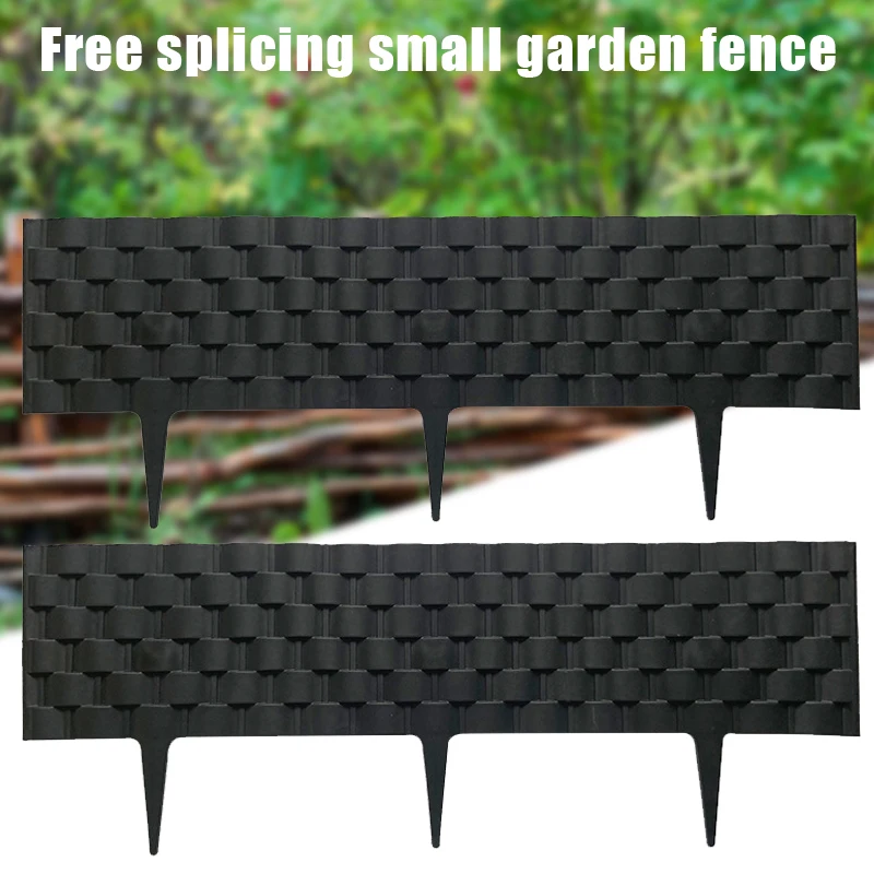 

2pcs 21X60cm Black Plastic Fence Courtyard Indoor Garden Fence for Kindergarten Flower Garden Decor VJ-Drop