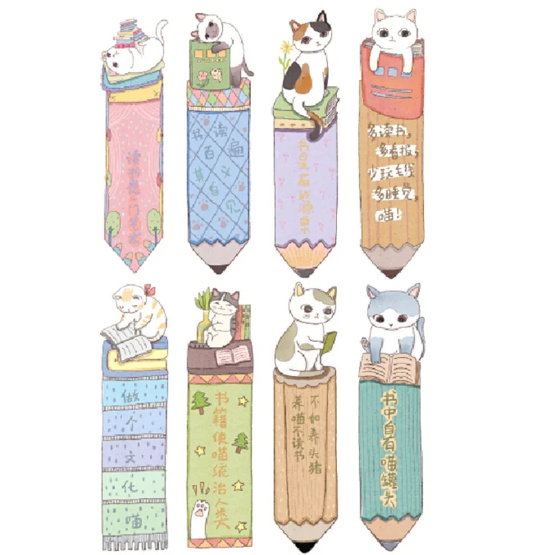 

30Pcs/lot Cute Cat Paper Bookmarks Cartoon Ice Cream Soda Paper Bookmark Film Bookmarks Book Holder Stationery School Supplies