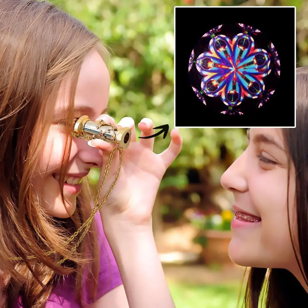 

Mini Kaleidoscope Necklace Gold Color Stainless Steel Pendant Heart Crystal Necklaces For Children Gift Choker Party Jewelry