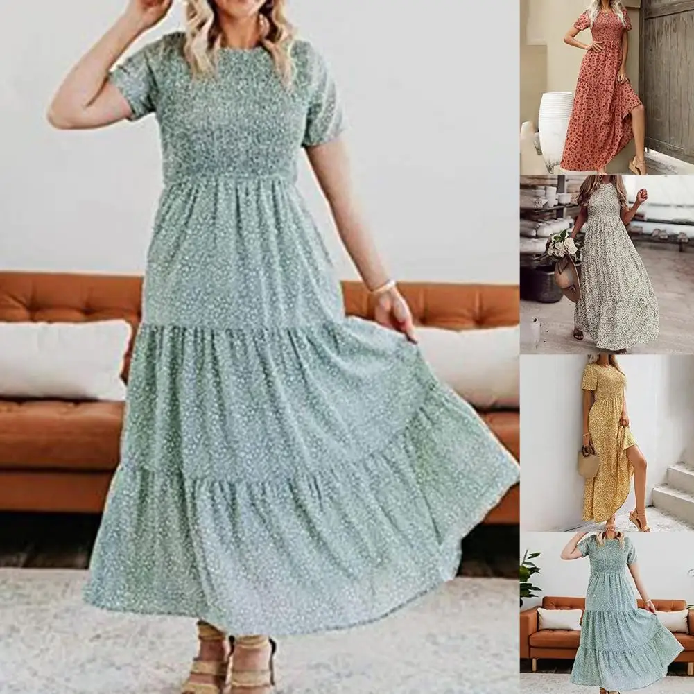 Приятная на ощупь шикарные Высокая талия с круглым вырезом женское платье