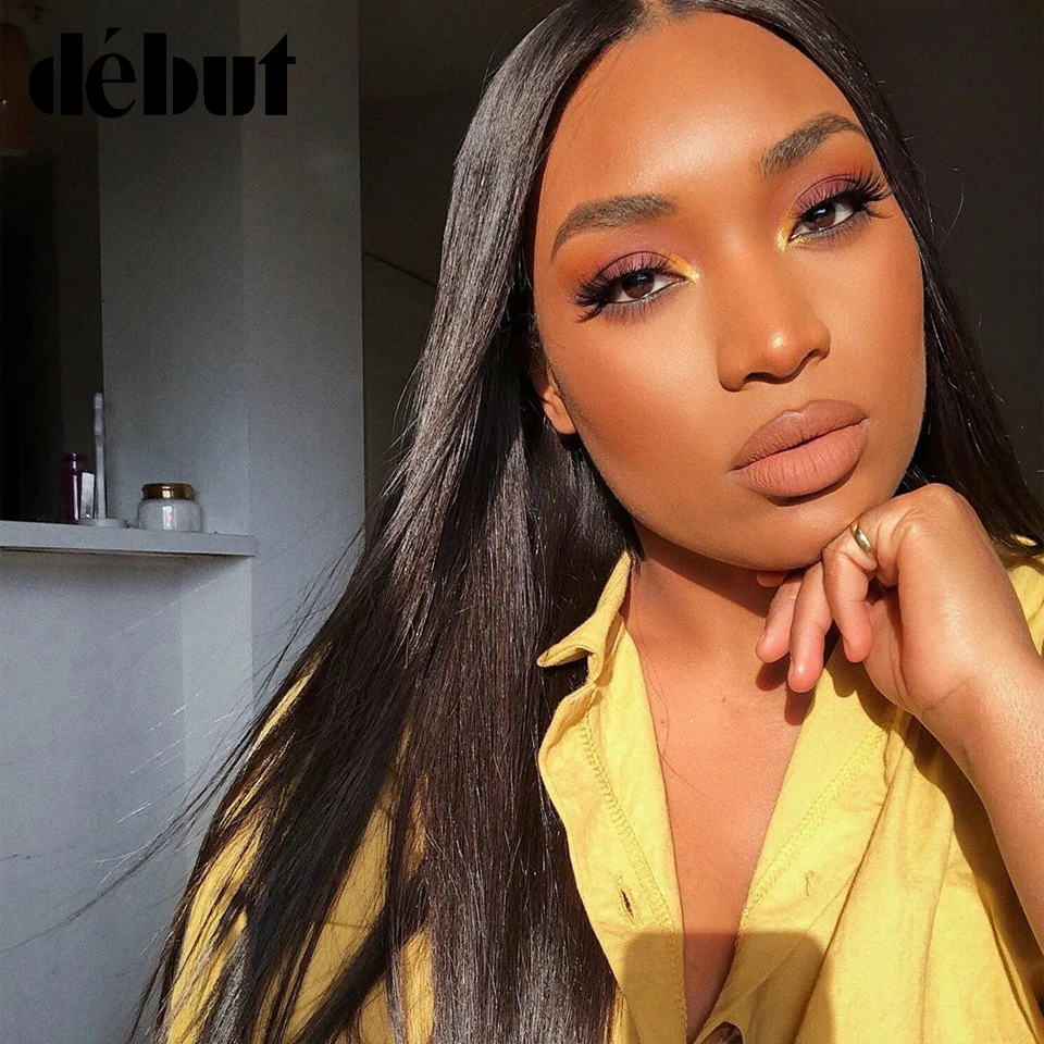 Дебютные парики из человеческих волос со шнуровкой спереди бразильские прямые