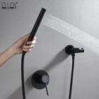 Настенный смеситель для ванны ELLEN, смеситель для душа, смеситель для душа, набор для душа, смеситель черного цвета ELB767