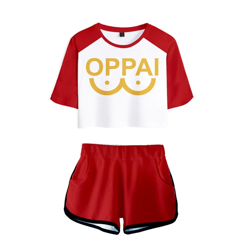 

Костюм спортивный женский из двух предметов с 3D-принтом из японского аниме «один пунш», укороченный топ и шорты для косплея Сайтама оппай