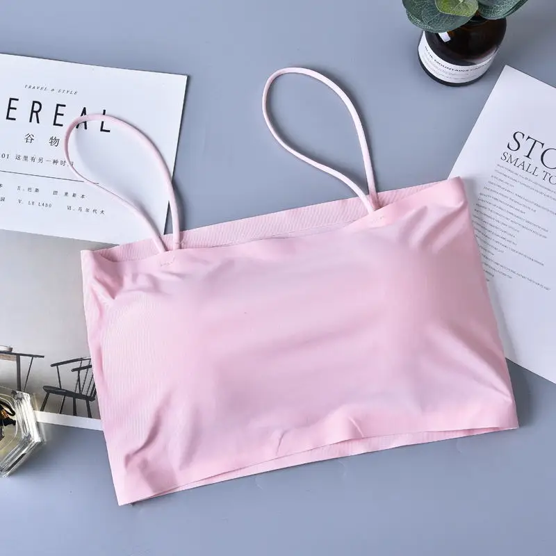 Fashion Sexy Bras for Women Push Up Lingerie Ice Silk Seamless Word Sling Female Tube Top 2021 Fashion