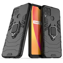 Shockproof Bumper For OPPO Realme C15 Case For Realme C15 Soft Silicon Armor PC Stand Protective Phone Cover For OPPO Realme C15