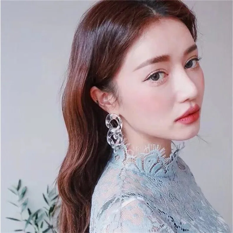 Модные африканские панк хип-хоп крупные прозрачные акриловые серьги-цепочки