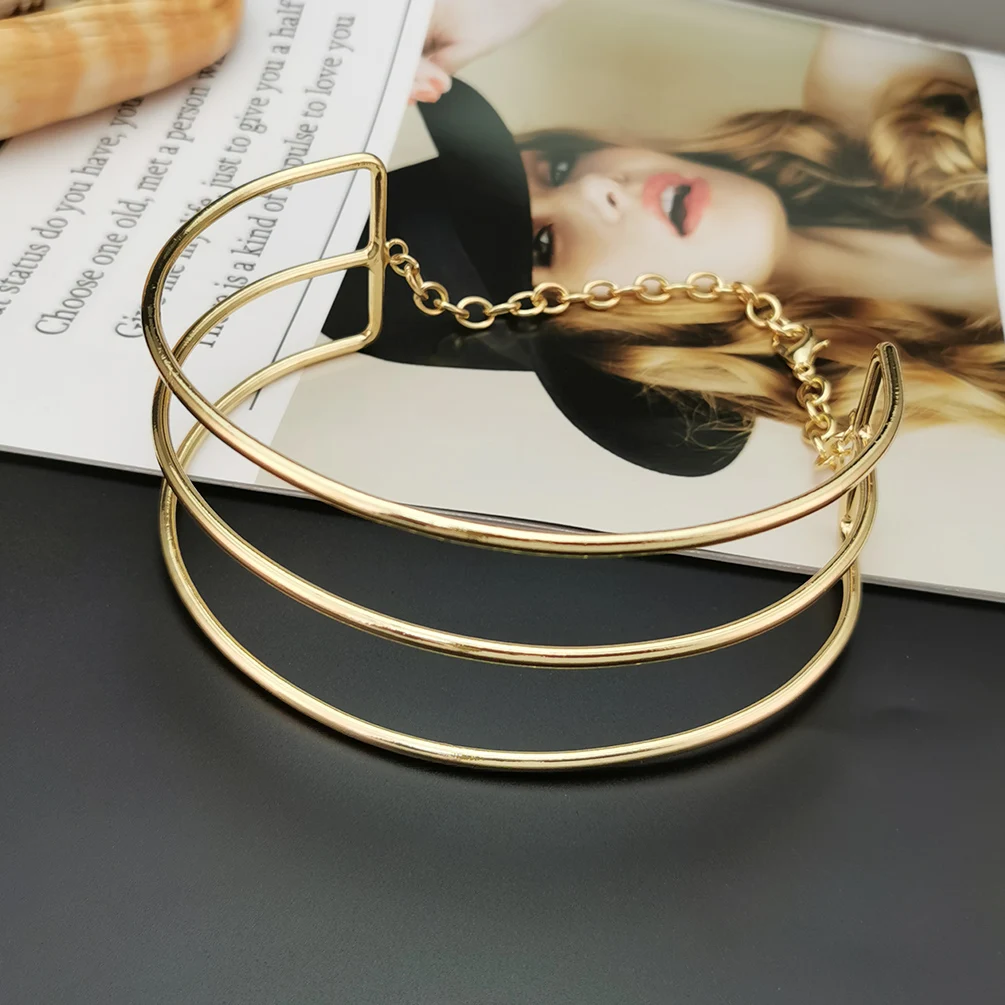 MANILAI 3-слойное металлическое колье-чокер ожерелья Женское Ожерелье-нагрудник