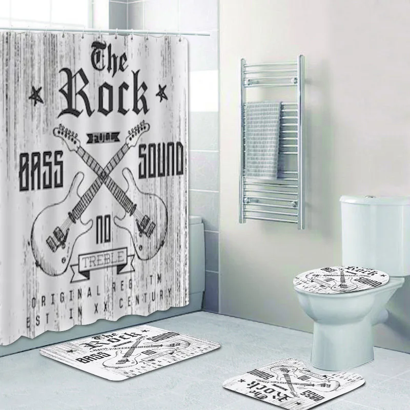 Занавеска для душа с изображением рок-гитары в стиле гранж занавеска ванной