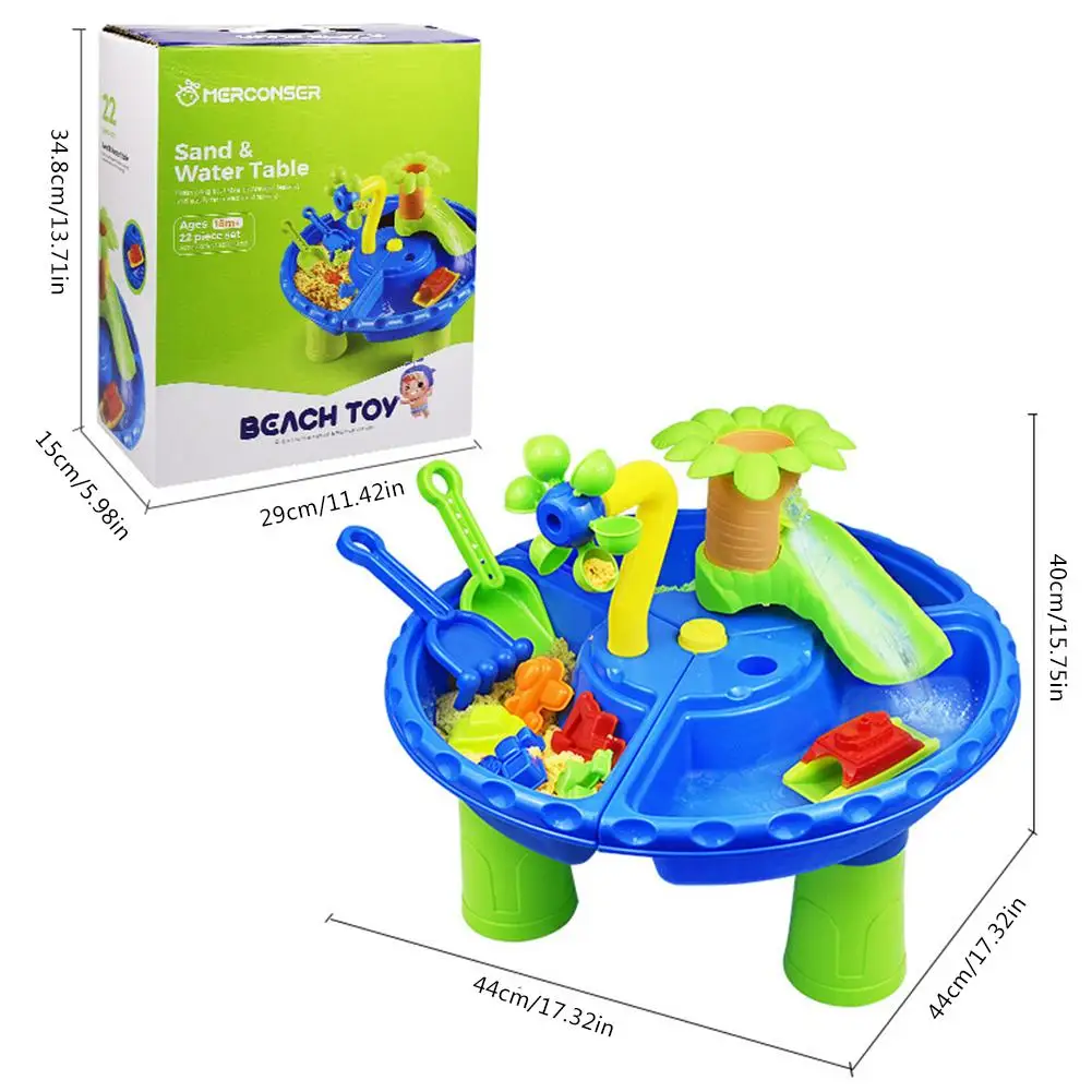 

Beach Play Activity Table Kids Durable Innovative Sand and Water Table with Cover Educational Games Toy for Outdoor Indoor