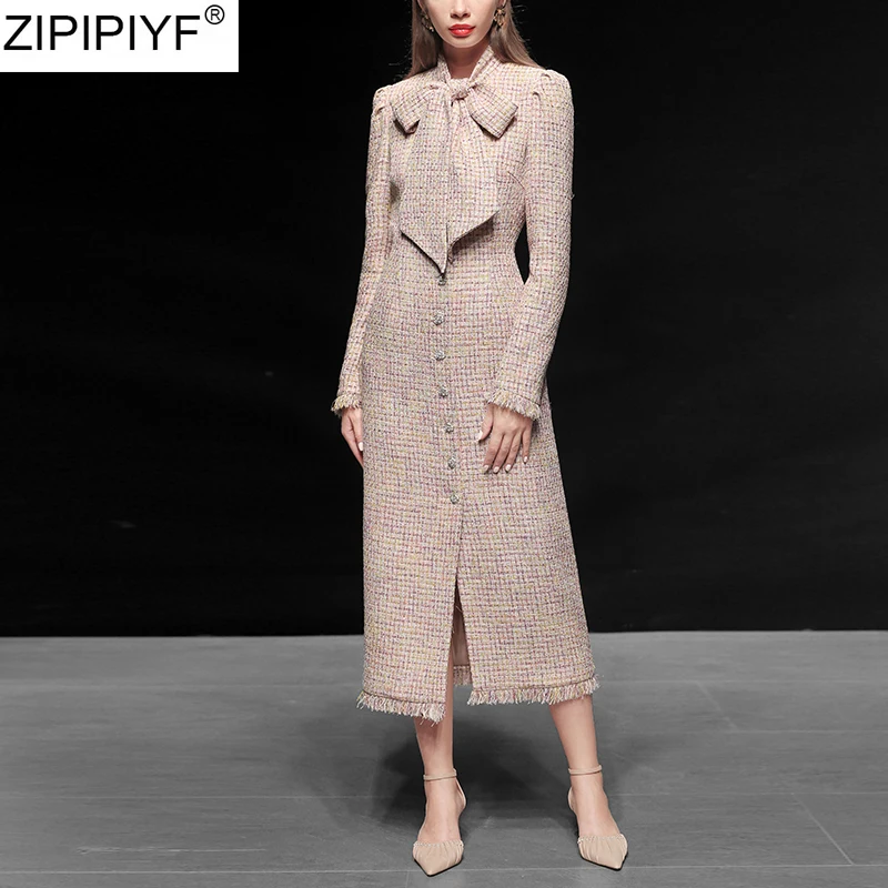 2020 весеннее плотное длинное шерстяное пальто с воротником бантиком женское