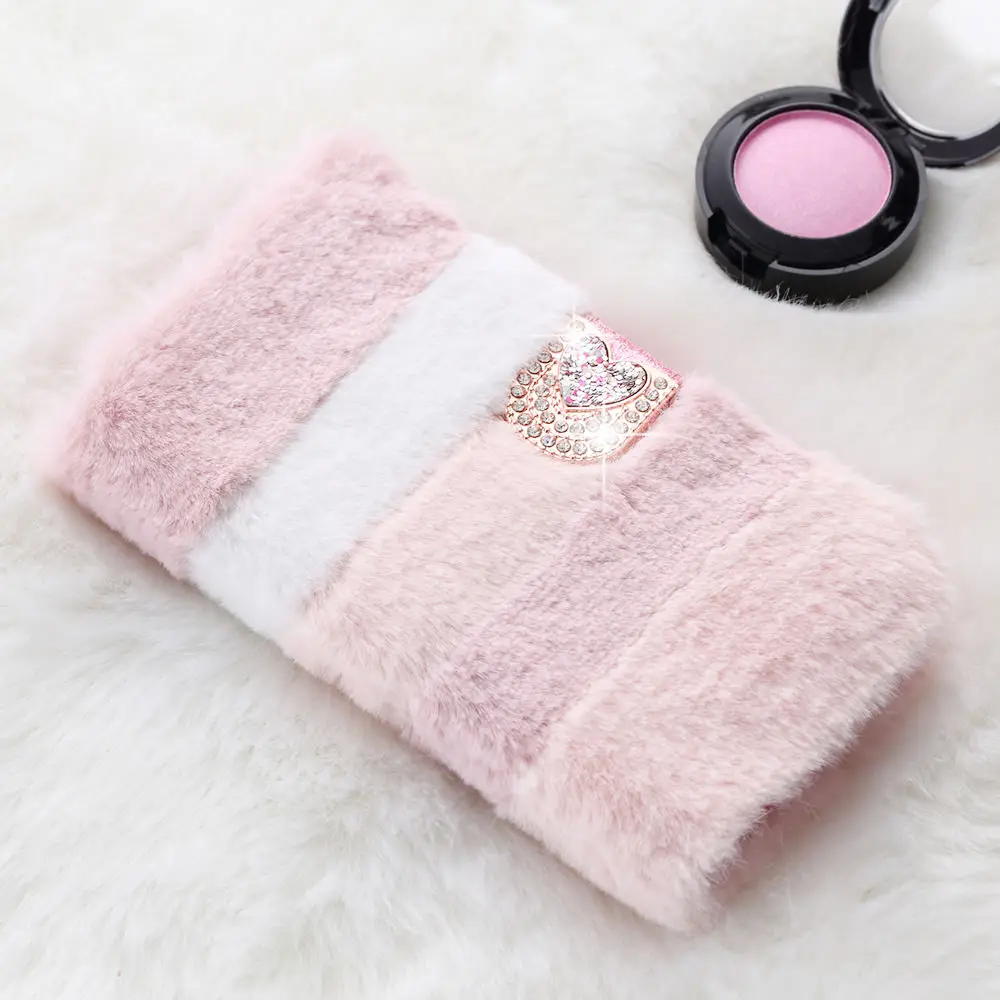Collage Pink L-FADNUT Роскошный милый меховой пушистый чехол-кошелек для samsung Galaxy S10e Note 9 S9 Plus S8 Note 10 Plus 5G S7 edge мягкое кожанное покрытие - Цвет: Collage Pink