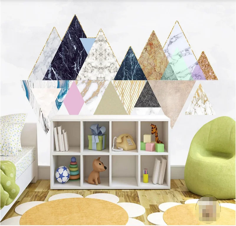 Настенные 3D обои на заказ Скандинавская Минималистичная мраморная строчка