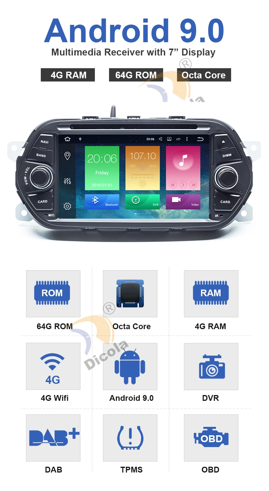 PX5 Android 9,0 автомобильный стерео gps для Fiat Tipo Egea Dodge Neon Радио DVD Wi-Fi система аудио видео навигации Rear Cam