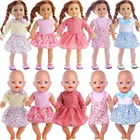 Кукольная одежда с цветочной юбкой из хлопка ручной работы, обувь из искусственной кожи Подходит для куклы 18 дюймов и куклы-реборн 43 см 13, подарок для девочки нашего поколения