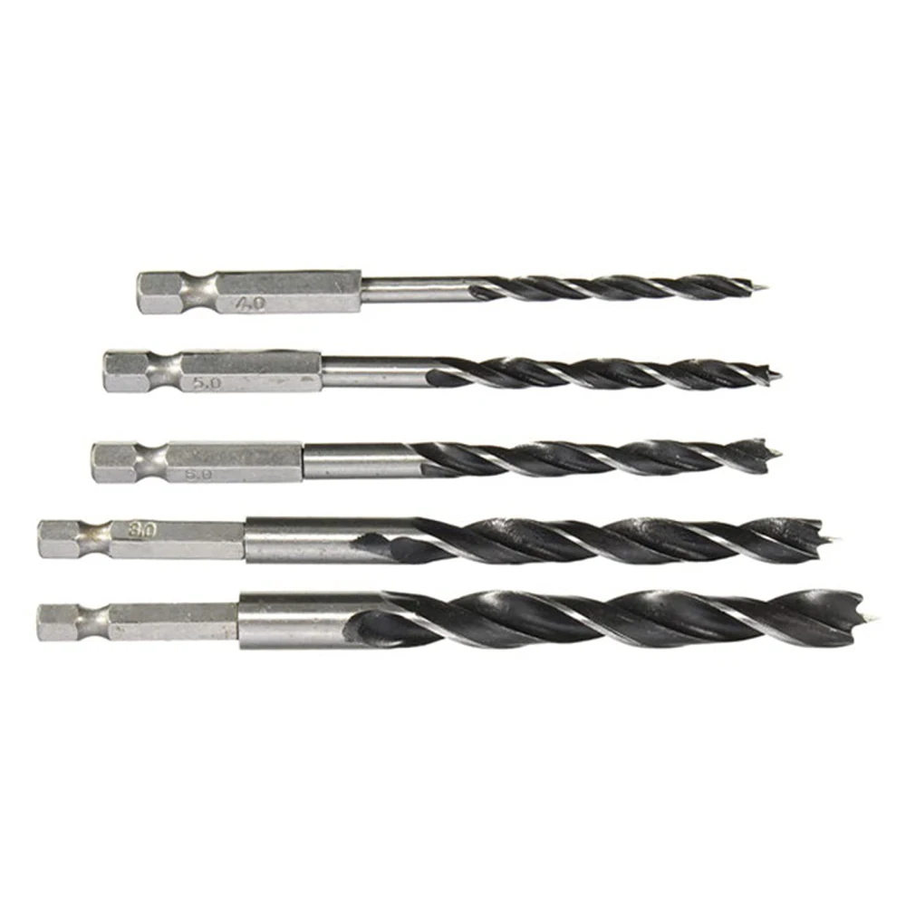 

Drill Bits Set Wood Working Power Tool Accessories 5pcs Four Slot 4-10mm Hex Shank Bore Hole