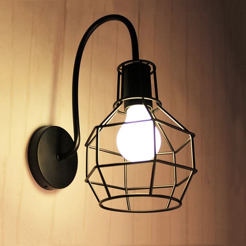 

Loft Retro Industrial Wall Light Bra Nordic Iron Corridor Balcony Stair Bedroom Living Room Lamp Entrance Gate Front Door Lamp