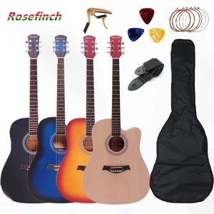 Acoustic Guitar 41 inch  Folk Guitar 6 string Basewood Guitar with Backpack Pick Capo Strap Beginners Guitarra AGT123