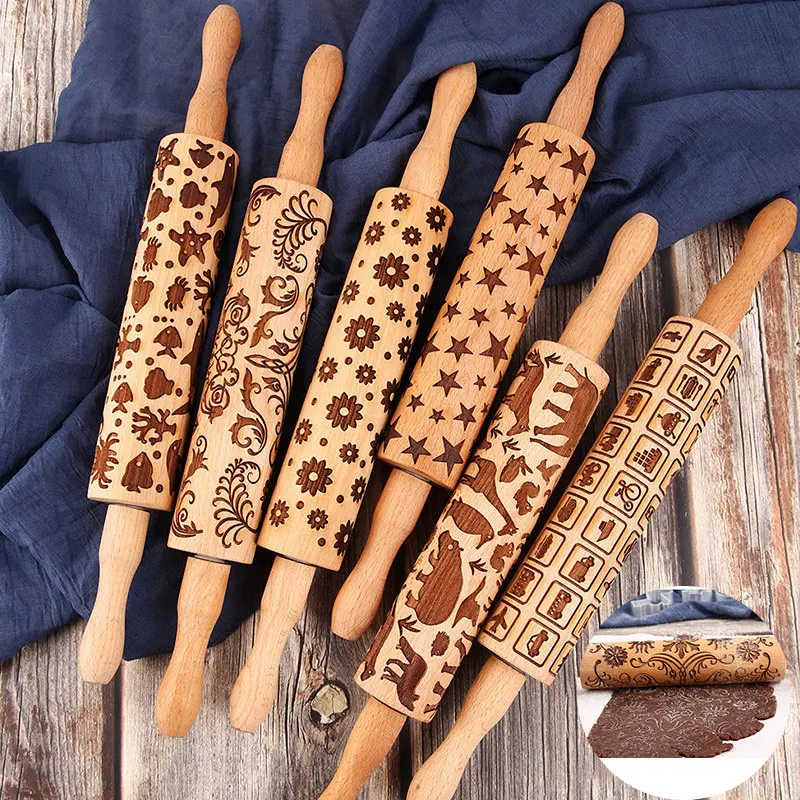 Креативная Скалка с рисунком Рождественская скалка для печенья кондитерских