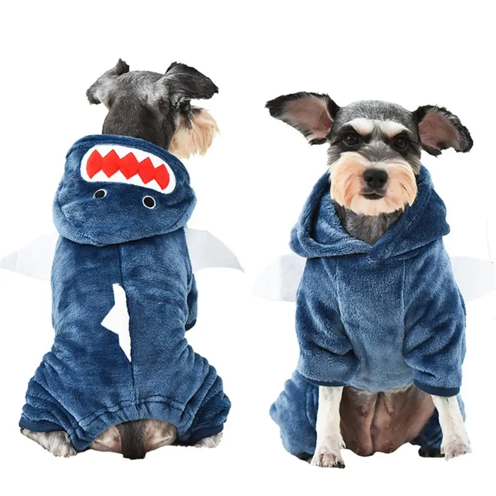 

Pet Cosplay Shark Clothes French Bulldog Puppy Hooded Sweater Winter Warm Fleece Large Dog Hoodies Cat Plush Coat Jacket Costume