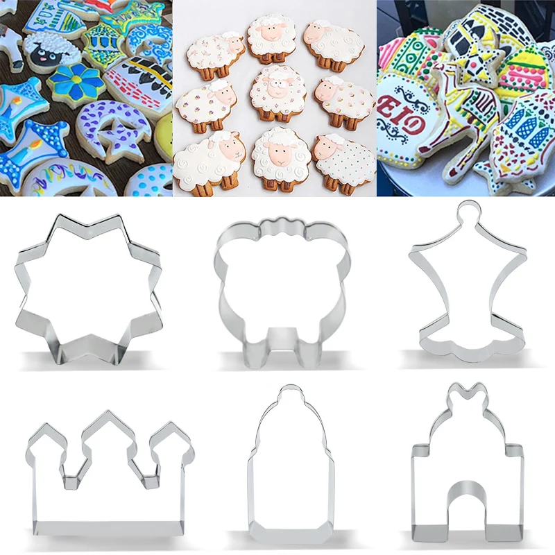 1Pcs Eid Mubarak Cookie Cutters Ramadan Kareem Decor Moon Star Biscuit Cake Mould For Home Muslim Festival Party DIY Baking Tool