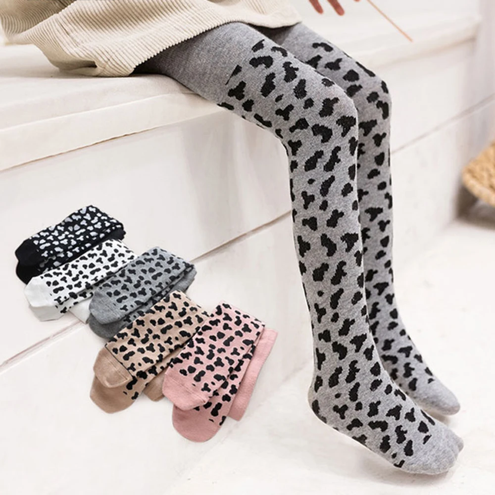 Колготки детские с леопардовым принтом на весну осень|Колготки| |