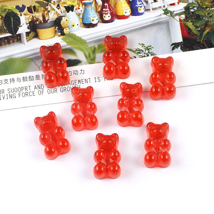 Red Bears 20-100 шт милые медведи плоское заднее плоское украшение из смолы цвет DIY ремесла поставки телефон нашивка в виде ракушки искусство материал детские игрушки аксессуары для волос - Цвет: Red Bears