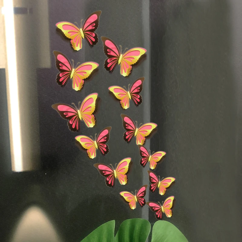 24 шт./лот двухслойные золотые полые бабочки с задней стенкой наклейки украшения