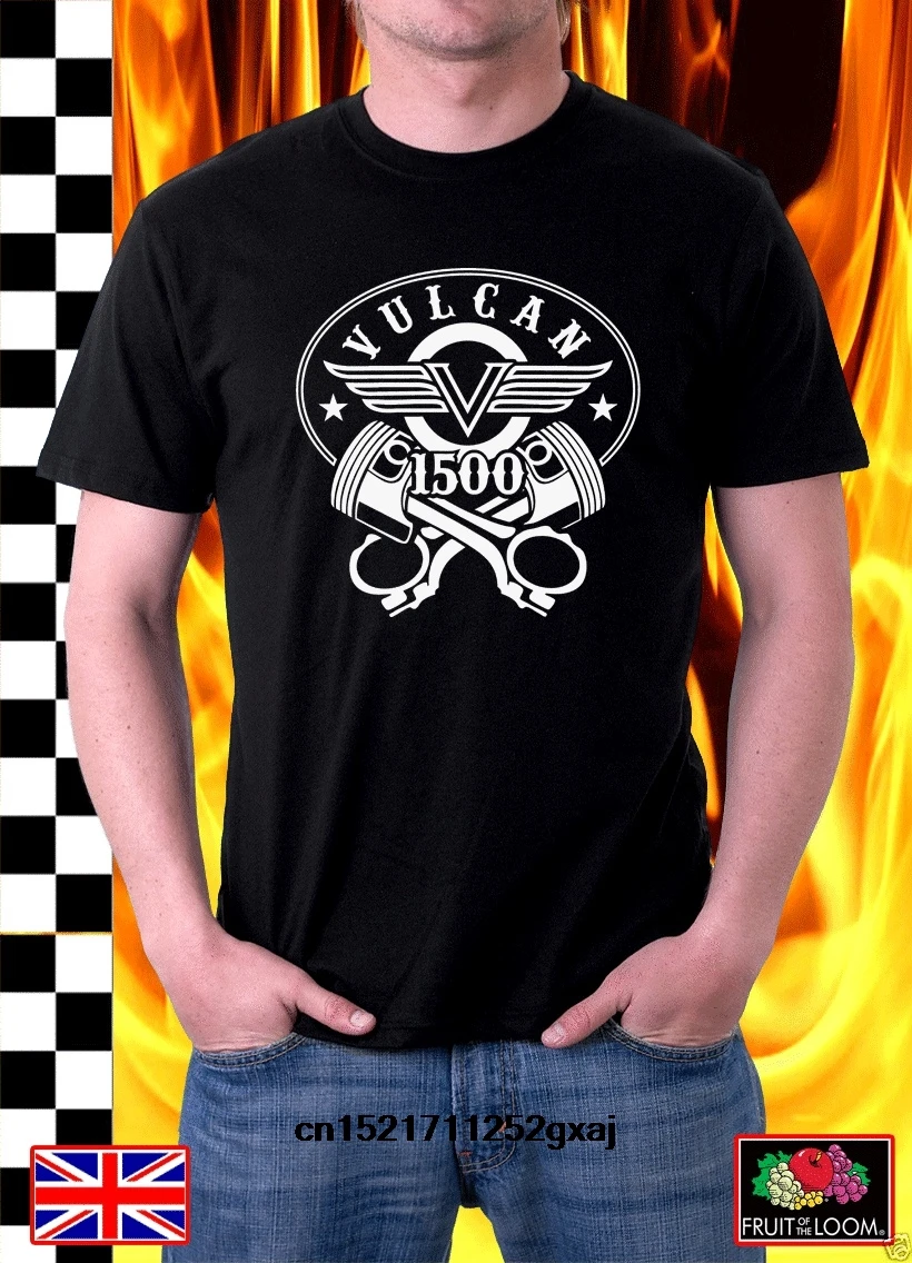 Мужская футболка с изображением вулкана Vn1500 черная перекрестными поршнями V Twin _