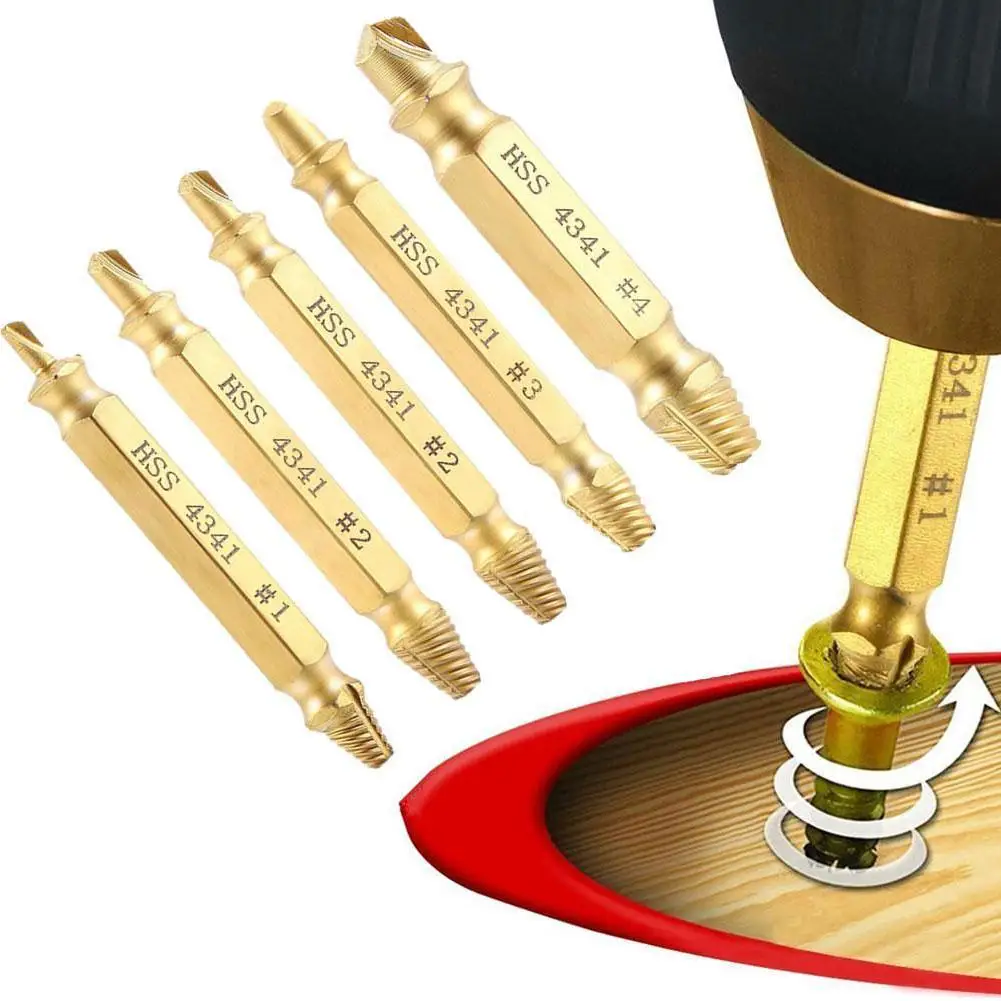 

6pcs damaged screw puller speed out drills tool set screw broken tool repair remover M5T0