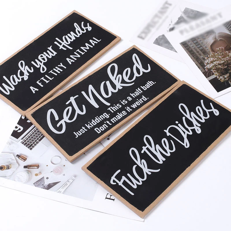 Черная модная деревянная вывеска декоративная смешная настенная доска для