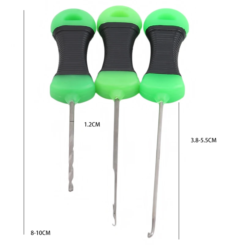 

3 Pcs/ Set Metal+plastic Fishing Lure Needles Portable Outdoor Carp Fishing Bait Needle Set Green Threading Rigging Tool