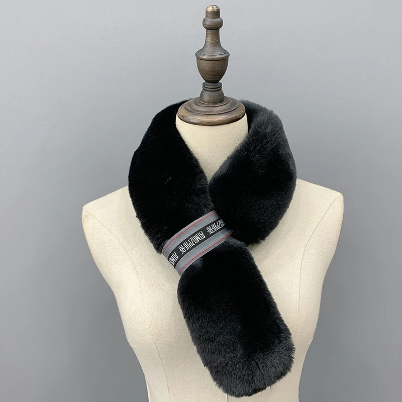 Модный зимний меховой воротник шарф толстый плюшевый теплый женский шейный из