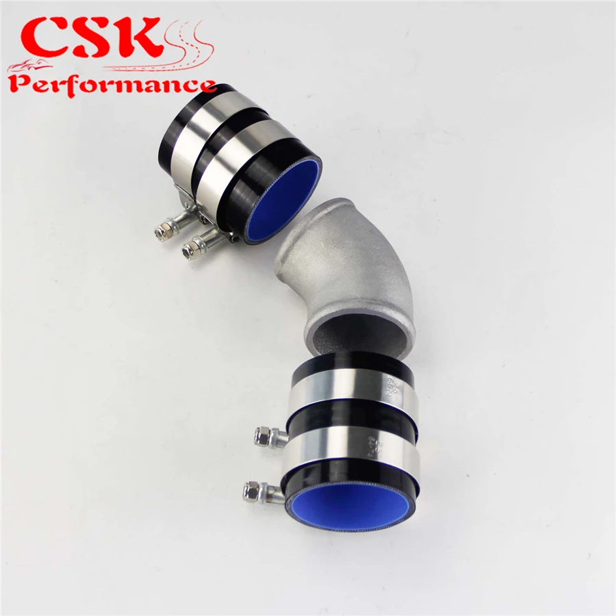 2 5 &quotлитой алюминий 45 градусов локоть трубы турбо интеркулер + силиконовый шланг