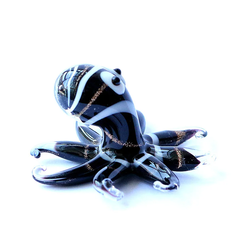 

Sea Animal Figurine Antique Murano Glass Black Octopus Craft Ornament Aquarium Fish Tank Marine Style Decor Home Table Sculpture