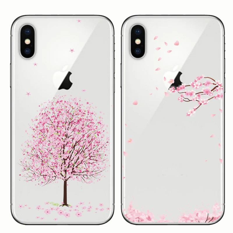 

Phone Case Cherry Blossom Plum Clear Silicone Tpu Cover For iPhone 11 12 13 Pro Max 7 6 5 6S 8 Plus 5S SE 2020 X XR XS Mini