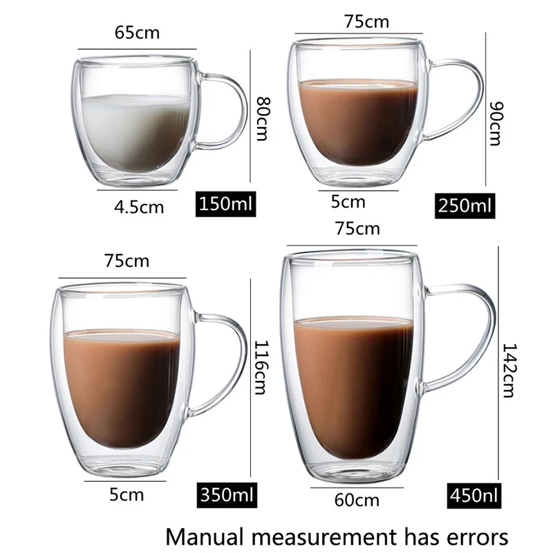 

Coffee Mug Glass Coffee Cup Milk Whiskey Tea Beer Double Creative Heat Resistant Cocktail Vodka Wine Mug Drinkware Tumbler Cups