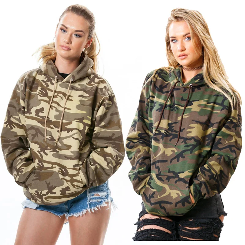 Женские камуфляжные толстовки с капюшоном спортивный костюм длинным рукавом