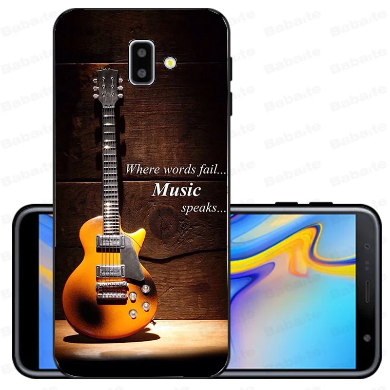 Чехол для телефона из ТПУ с изображением гитары музыкальных инструментов черный