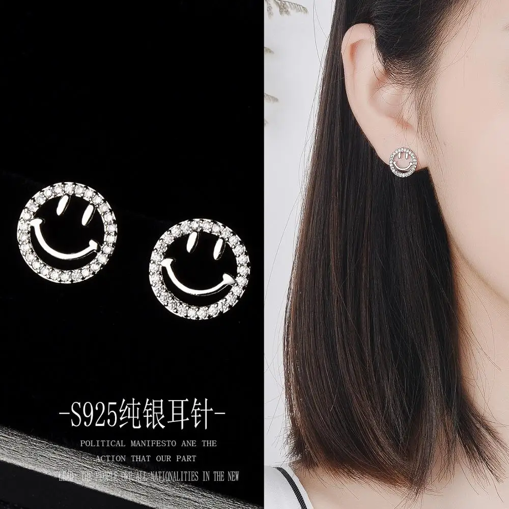 

Женские циркониевые серьги Smile, сережки из микро циркония 925 пробы, ювелирные украшения, 2020