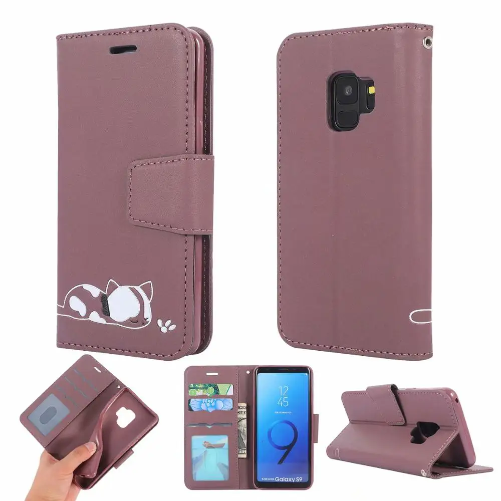 3D рельефный кожаный флип чехол для samsung Galaxy S10 S9 S9Plus s10Plus S10e A10 A20 A30 a20e a50 A70 J4plus J6plus