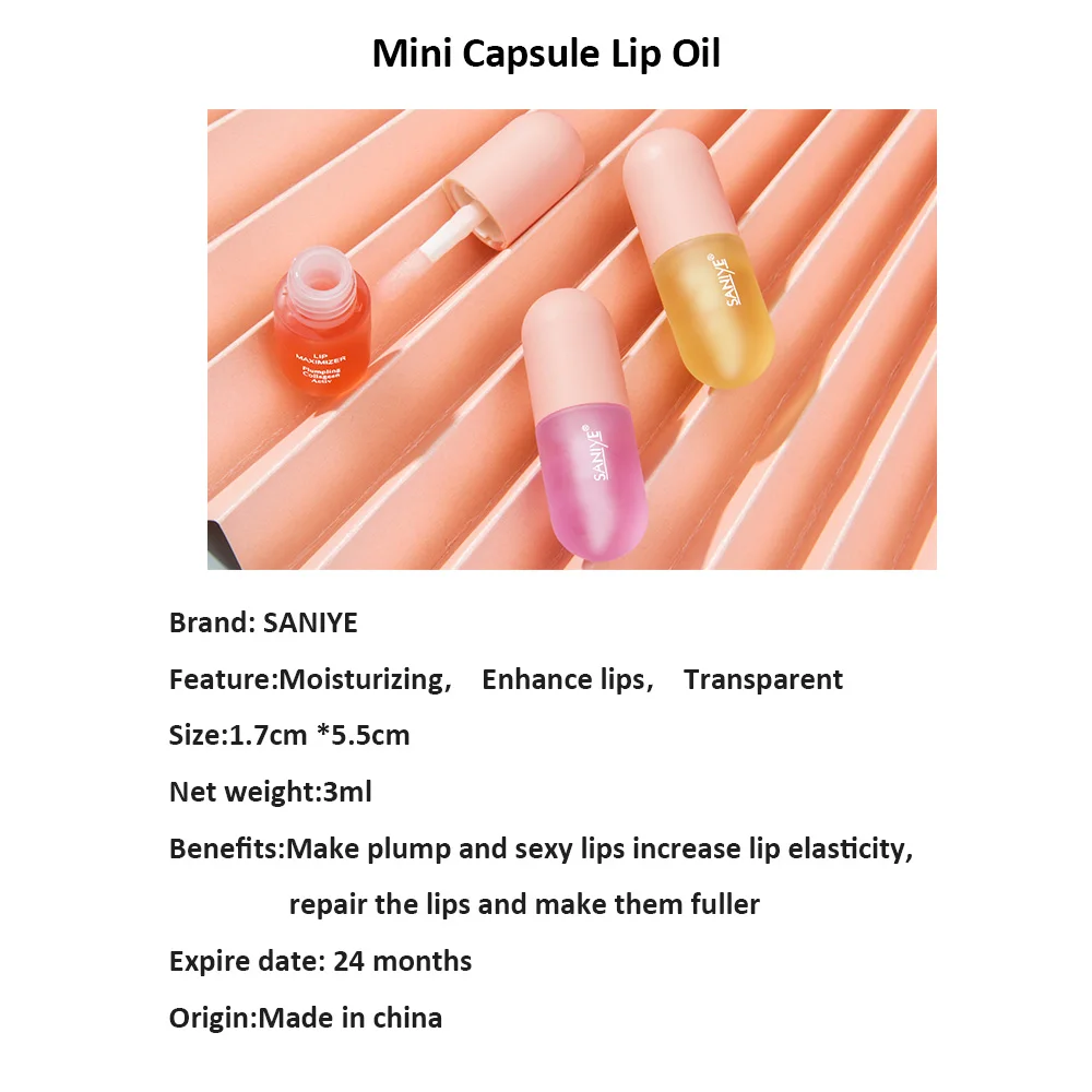 SANIYE фруктовый блеск для губ миниатюрная капсула прозрачный водонепроницаемый и
