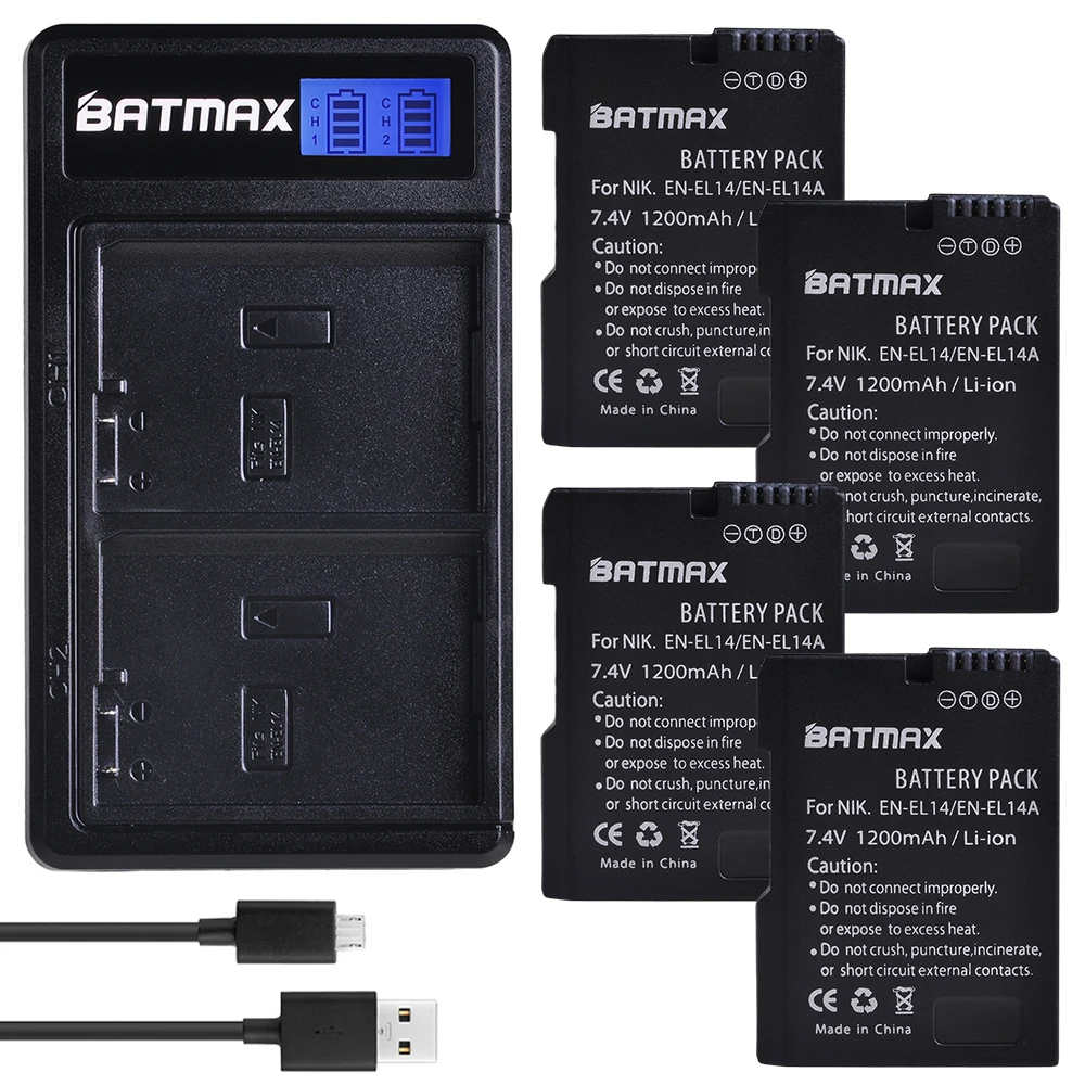 4B with charger EN-EL14 EN-EL14a en el14 батарея+ ЖК двойное зарядное устройство для Nikon P7800, P7700, P7100, P7000, D5600, D5500, D5300, D5200, D5100, D3200, D3300 - Цвет: 4B with charger