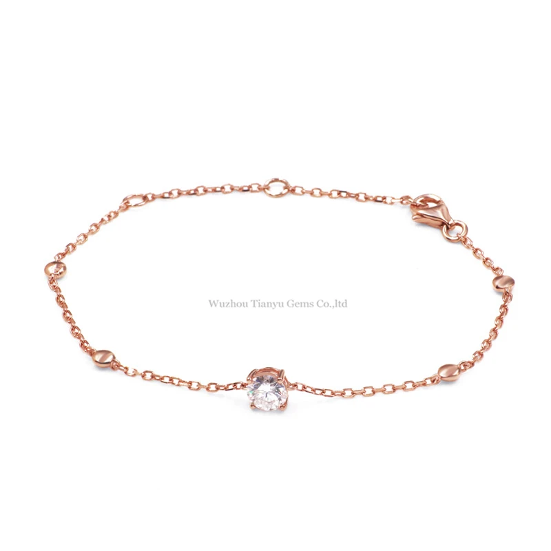 Браслет цепочка из белого и розового золота Tianyu gems fashion moissanite 14k| |
