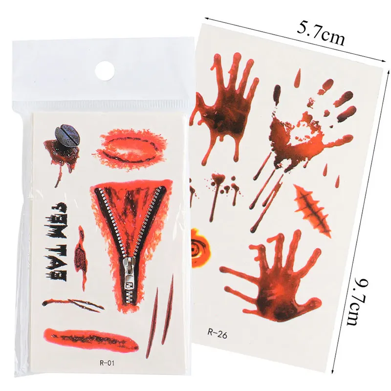 Временные тату-наклейки на Хэллоуин 30 шт. с цветами бабочками боди-артом